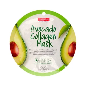 PUREDERM Mascarilla facial hidratante, refrescante y revitalizante con aguacate y colágeno.