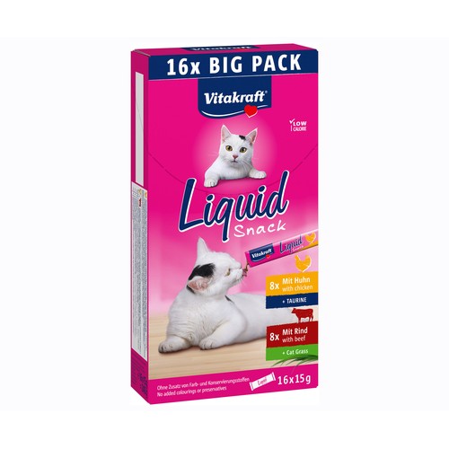 VITAKRAFT Snack líquido para gato  con sabor pollo y ternera 240 gr.