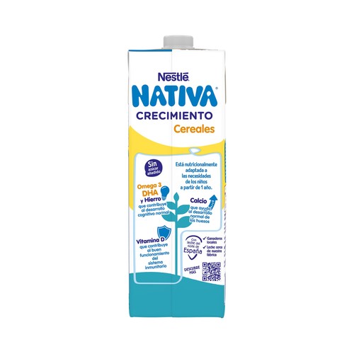NATIVA Crecimiento de Nestlé Leche (3) de crecimiento con cereales, de 12 a 36 meses 1 l.