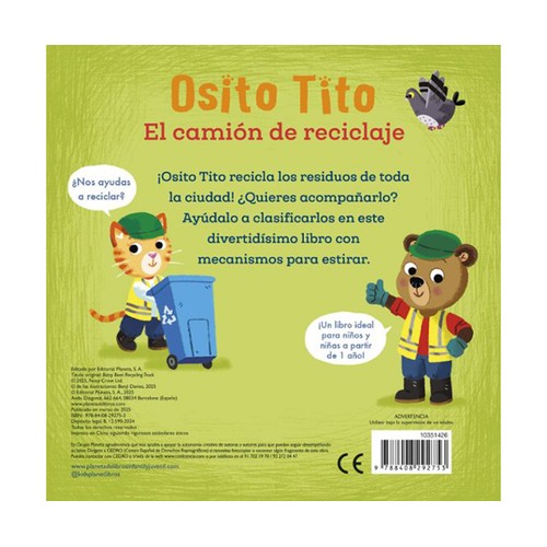 Osito Tito. El camión de reciclaje, BENJI DAVIES, Editorial Timunmas.