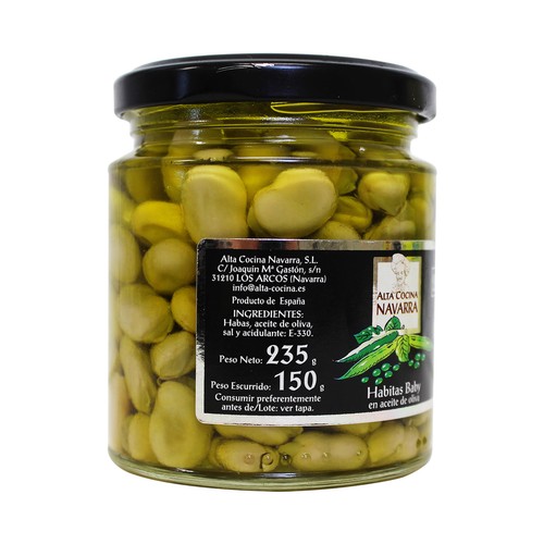 ALTA COCINA Habitas baby en aceite de oliva frasco de 135 g.