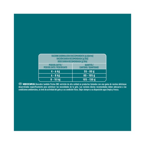 PURINA ONE Pienso para gatos esterilizados a base de salmón  2,8 kg.