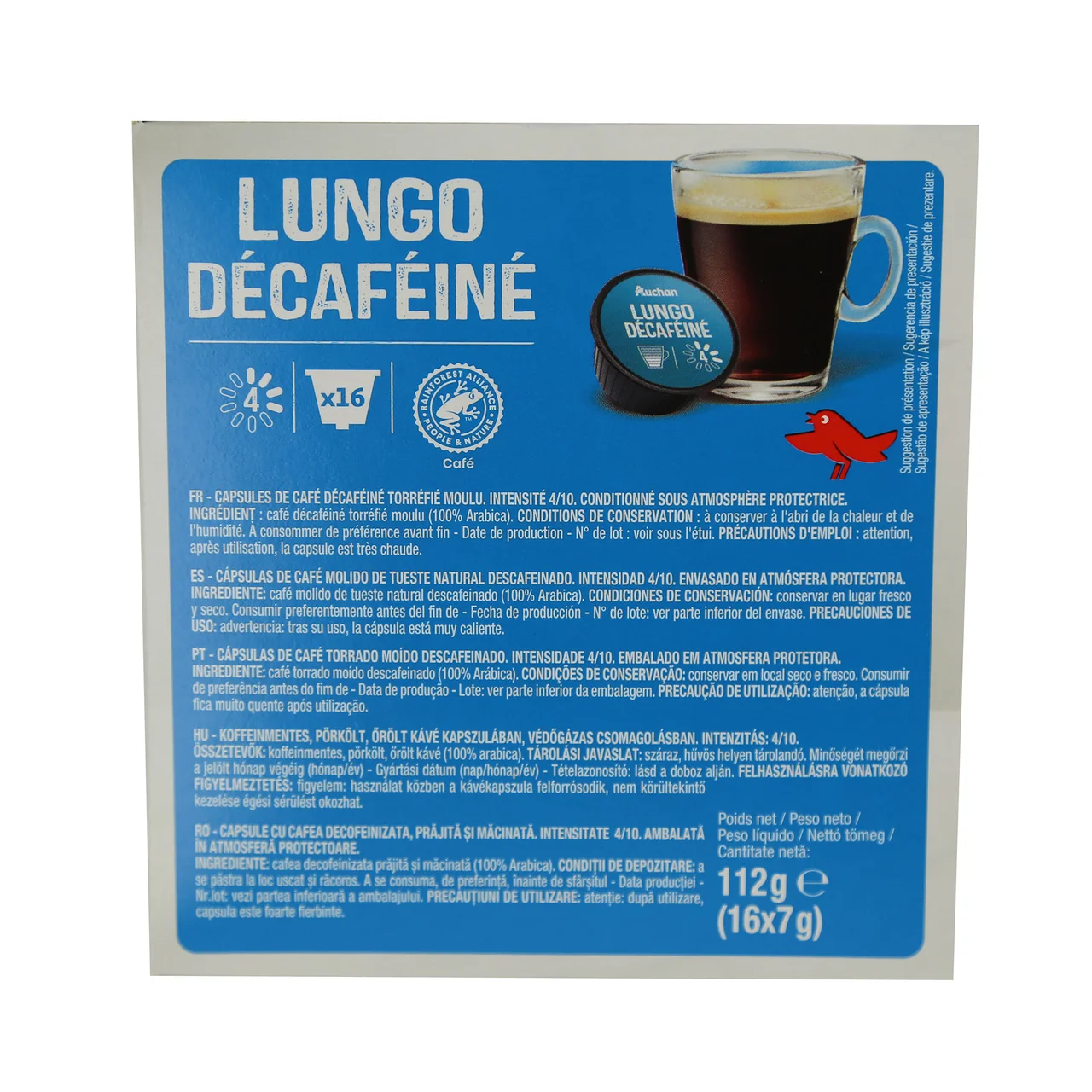 PRODUCTO ALCAMPO Café en cápsulas Lungo Descafeinado I4, 16 uds.