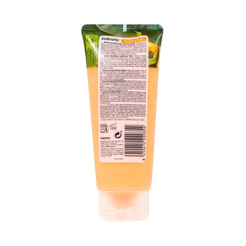 BABARIA Nutri & repair Bálsamo acondicionador nutritivo express, para cabellos secos o dañados 200 ml.