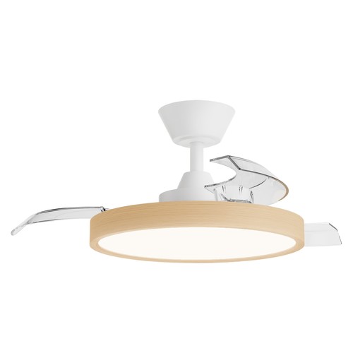 Ventilador retráctil de techo SULION Halley S, color madera, 22W, temporizador hasta 2 horas, 6 velocidades, regulable en altura, 88cm diámetro aspas