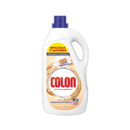 COLON Detergente líquido al jabón de Marsella, para ropa blanca o de color 120 DS