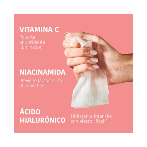 IROHA NATURE Mascarilla facial iluminadora e hidratante con vitamina C y ácido Hialurónico.