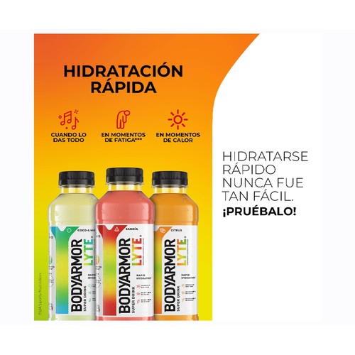 BODYARMOR Lyte Bebida sandía botella 575 ml.