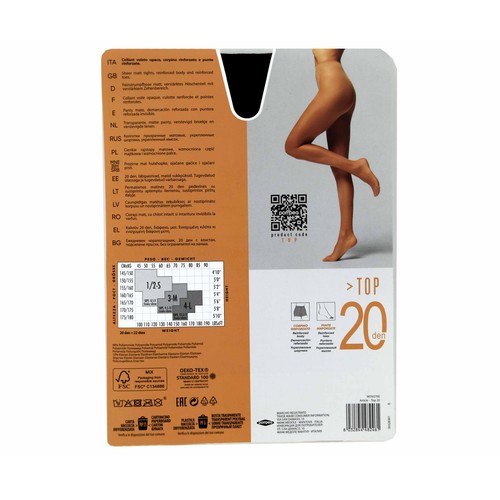Panty transparente mate, 20den, POMPEA, color negro, talla S.