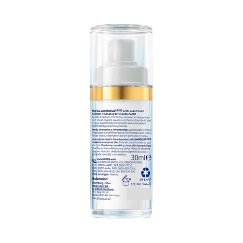 NIVEA Cellular luminous 630º Sérum (tratamiento avanzado) para la eliminación de manchas de la piel 30 ml.