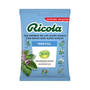 RICOLA Caramelos sin azúcar sabor mentol 70 g.