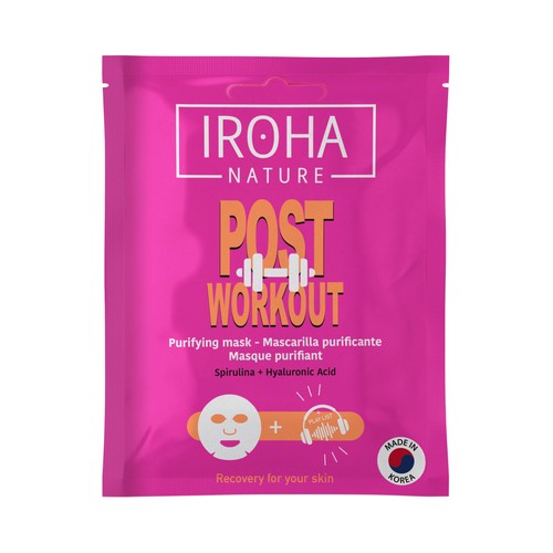 IROHA NATURE Post workout Mascarilla facial purificante con spirulina y ácido Hialurónico.