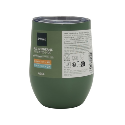Taza mug isotérmica de acero inoxidable y silicona 0,35L., ACTUEL.