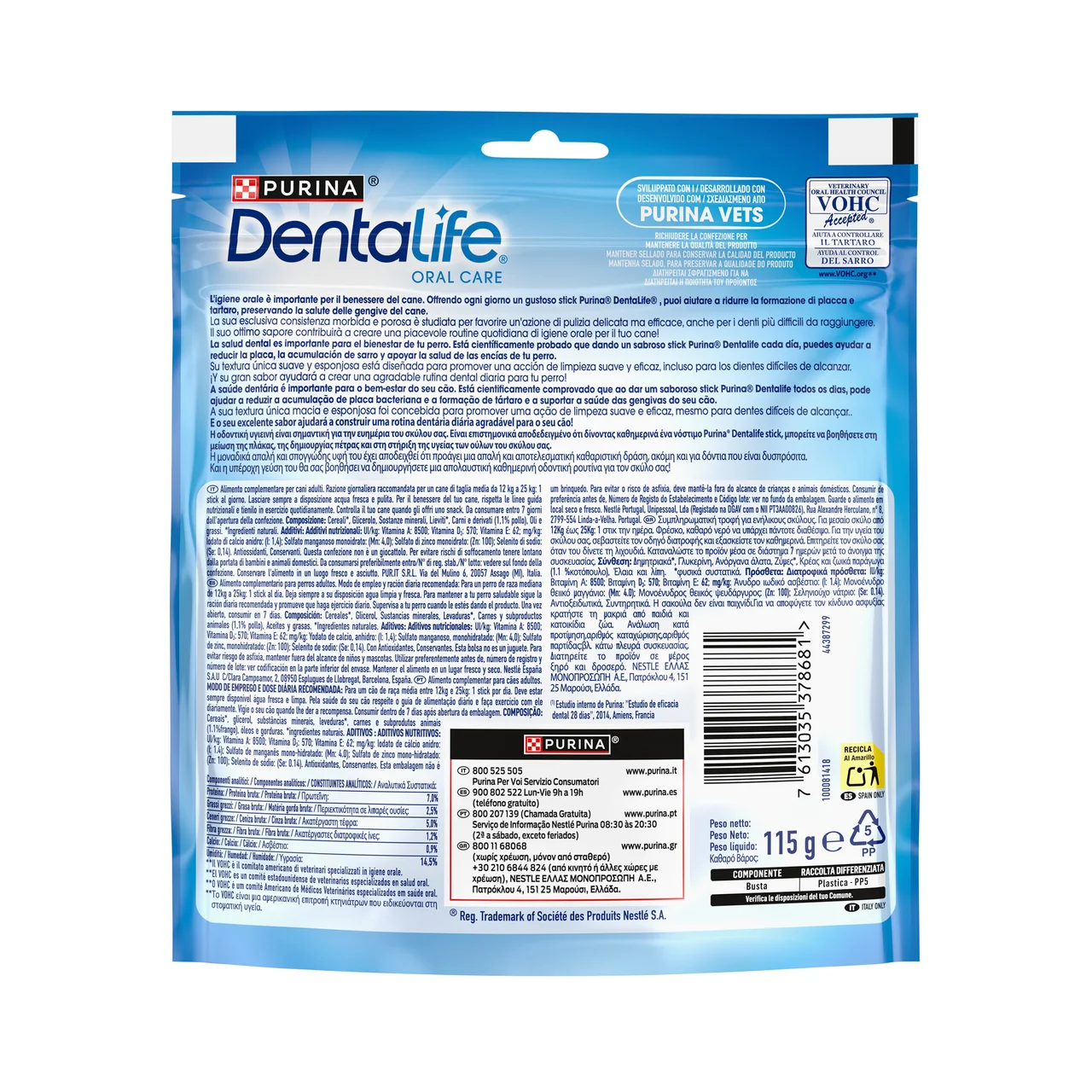 Snack dental para perros de raza mediana 5 uds. 115 g.