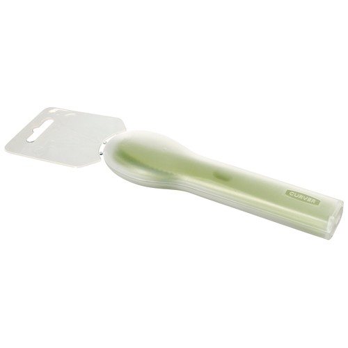 Set de cubiertos de plástico de color verde con caja de transporte, ACTUEL.