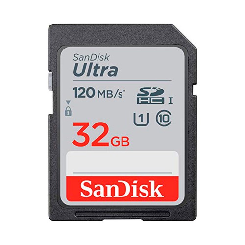 Tarjeta de memoria SANDISK ULTRA, SDHC, capacidad 32GB, alta velocidad, 120MB/S, clase 10.