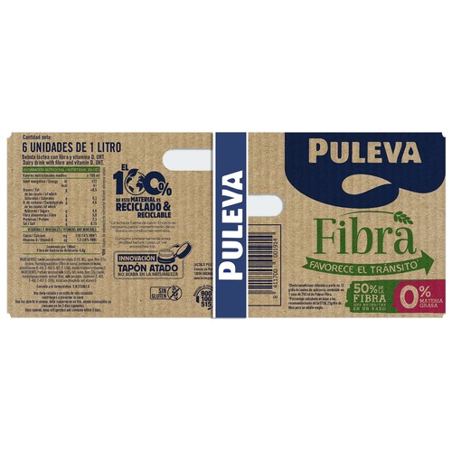 PULEVA Preparado lácteo con alto contenido en fibra y vitamina D, y baja en grasas 6 x 1 l.