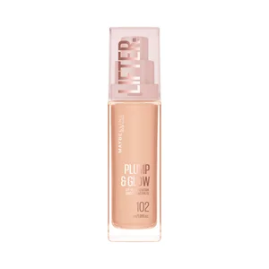 MAYBELLINE Lifter plump & glow tono 102 Base de maquillaje fundente con FPS 15.