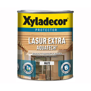 Imagen de Protector mate para madera, Incoloro, interior-exterior, XYLADECOR Lasur Extra Mate Aquatech, 750ml.