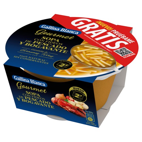 GALLINA BLANCA Gourmet Sopa con fideos de pescado y bogavante (garantía hermanos Torres) 300 g.