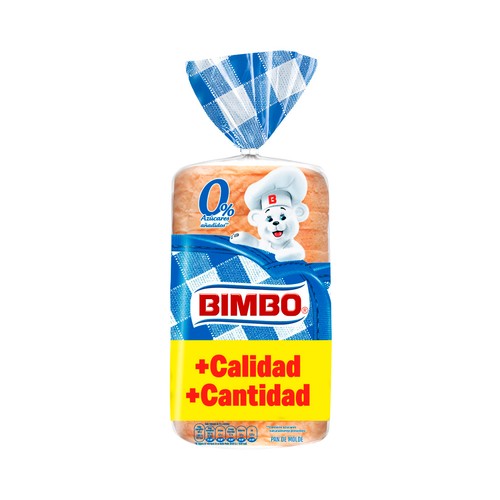 BIMBO Pan de molde blanco con corteza, sin azúcares añadidos 430 g.