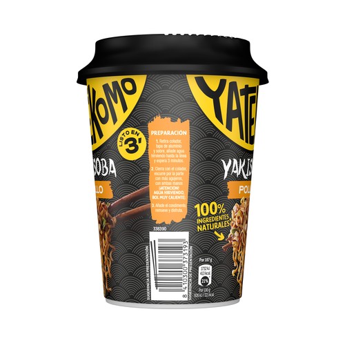 YATEKOMO Fideos Orientales instantáneos (noodles) de pollo Yakisoba vaso de - 93g.