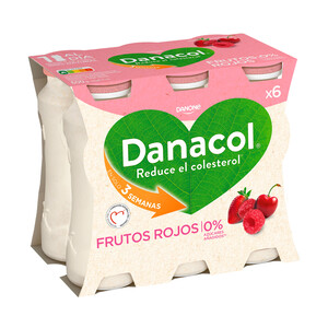 Imagen de DANACOL Leche fermentada desnatada con edulcorantes, esteroles vegetales añadidos y sabor frutos rojos de Danone 6 x 100 g.