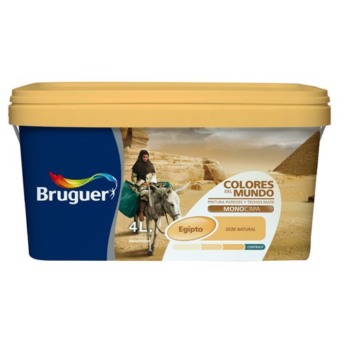 Pintura para paredes monocapa BRUGUER Colores del mundo Egipto Ocre Suave, 4L.