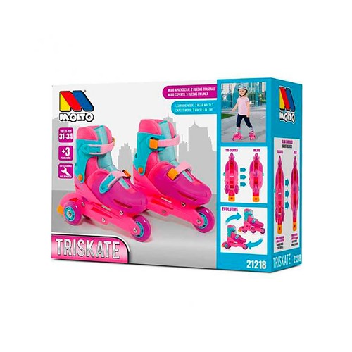 Patines en linea rosa convertible talla 31-34, +3 años, MOLTO