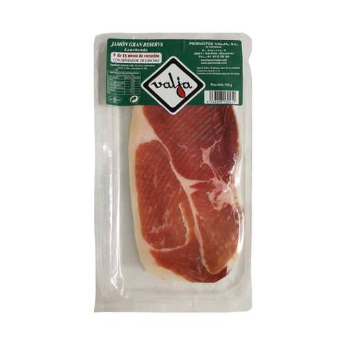 Jamón gran reserva (+ de 15 meses de curación) cortado en lonchas con separador VALJA 150 g.