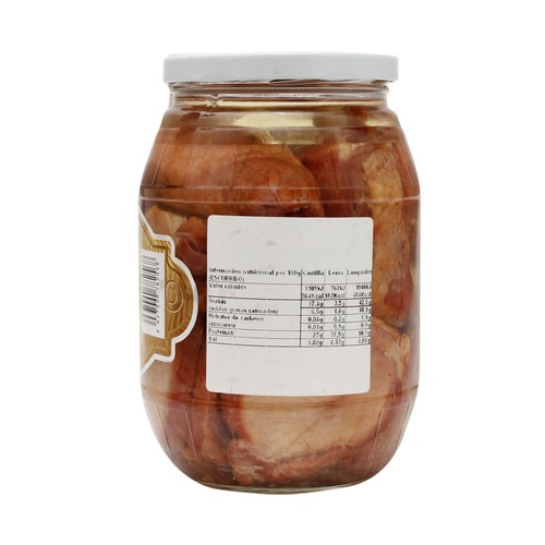 SORAMA Surtido de adobados (costilla, lomo y longaniza) conservados en aceite de girasol SORAMA 475 g.