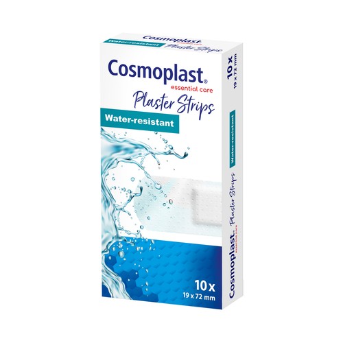COSMOPLAST Apósitos de 19 x 72 mm, resistentes al agua y empaquetados individualmente 10 uds.