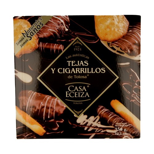 CASA ECEIZA Surtido de tejas y cigarrillos de Tolosa bañados en chocolate 350 g.