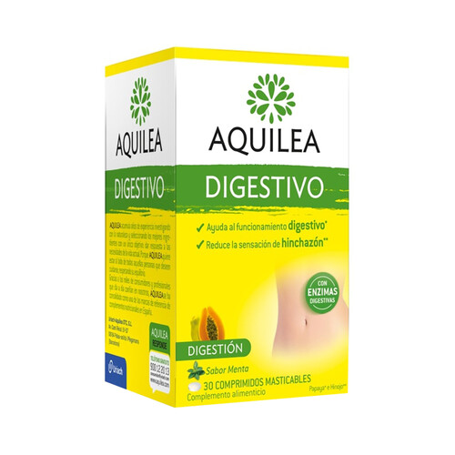 AQUILEA Comprimidos masticables con sabor a menta que ayuda al funcionamiento digestivo AQUILEA Digestivo 30 uds.