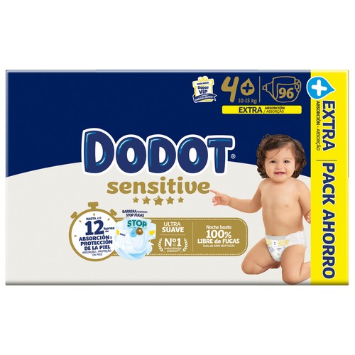 DODOT Sensitive Pañales talla 4+ (10-15 kg) 96 uds.