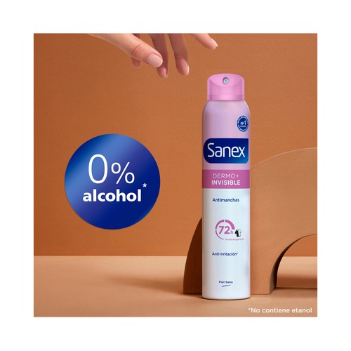 SANEX Dermo+ invisible Desodorante en spray para mujer, antitranspirante 72 horas 200 ml.