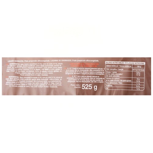 AUCHAN Lasaña con carne de cerdo a la barbacoa 525 g. Producto Alcampo