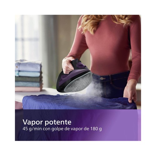 Plancha de vapor PHILIPS  DST5040/80, suela SteamGlide Plus, potencia 2600W.