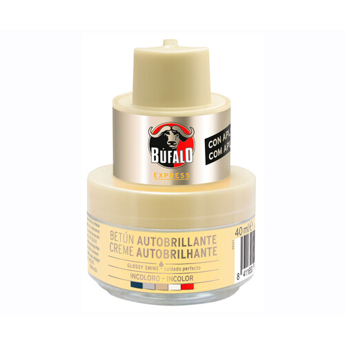 Crema con aplicador para calzado incoloro BUFALO 40 ml.