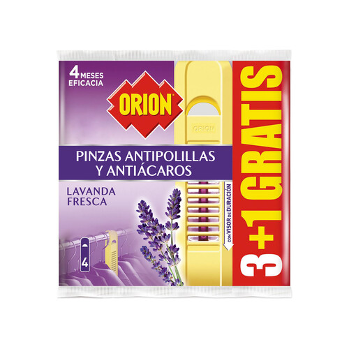 Pinzas antipolillas y antiácaros con fragancia lavanda ORION 4 uds.