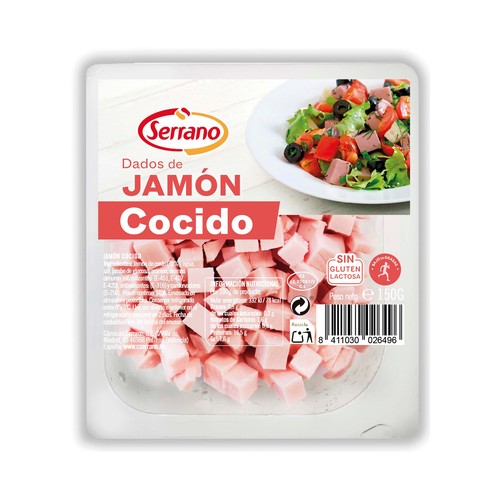 SERRANO Jamón cocido cortado en dados 150 g.