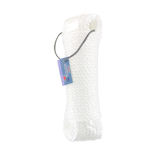 Cuerda blanca con 3 cabos, polipropileno, 6 mm x 5 m, ALCAMPO.