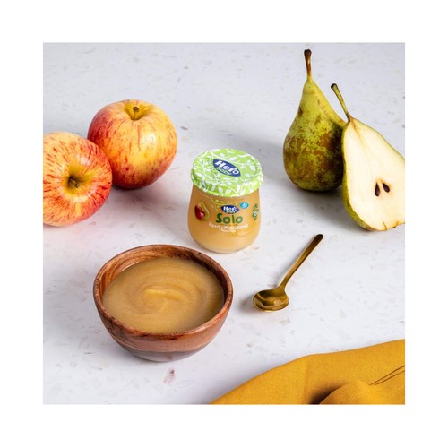 HERO Solo bio Tarrito de fruta (pera y manzana) ecológica, a partir de 4 meses 120 g.