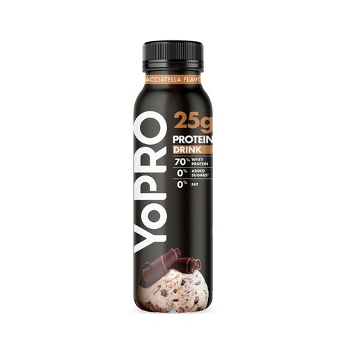 YOPRO Leche fermentada con proteínas y virutas de chocolate, sin azúcares añadidos, ni grasa de Danone 291 ml.