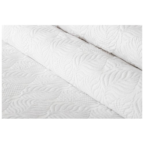 Colcha jacquard hojas 90cm 180x260 blanco o verde. LUMATEX