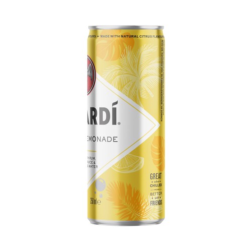 BACARDI Combinado de Bacardí carta blanca con zumo de limón BACARDÍ Lata de 25 cl.