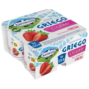 Imagen de CENTRAL LECHERA ASTURIANA Yogur estilo griego ligero con trozos de fresa 4 x 125 g.
