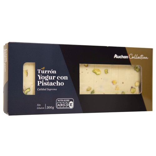 AUCHAN COLLECTION Turrón yogur con pistacho 300 g.