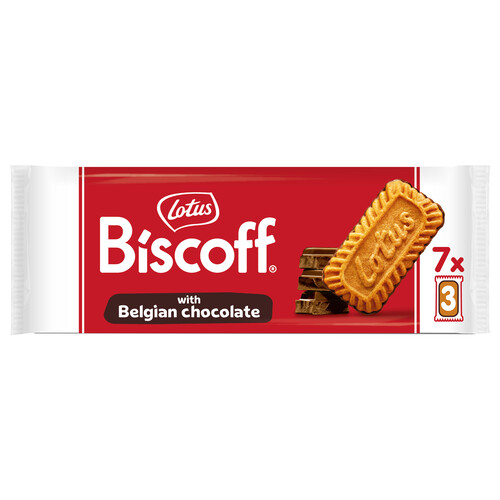 LOTUS Biscoff Galletas caramelizadas con chocolate belga 7 packs de 3 uds 154 g.