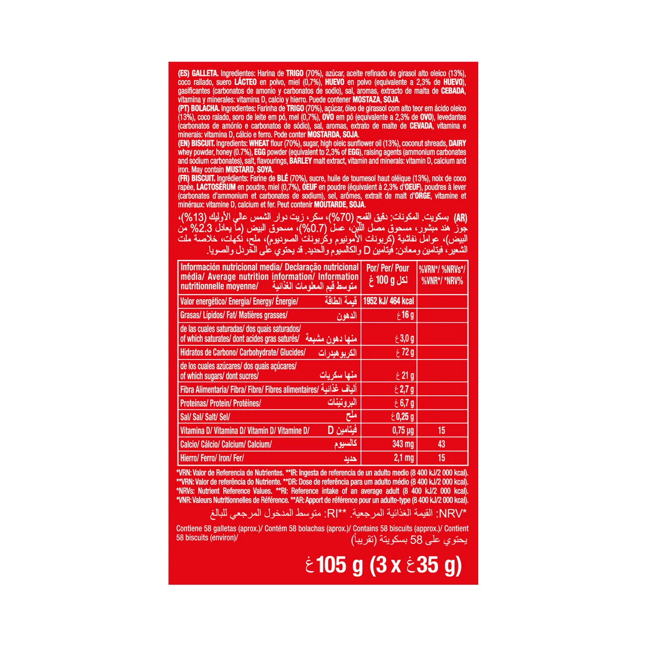 Galletas mini energy 105 g.